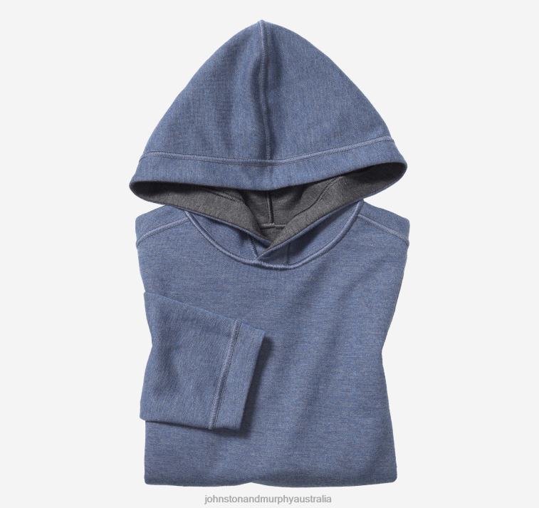 Apparel Charcoal/Blue XB6RX1374 Johnston & Murphy Boy Boys Reversible Solid Hoodie - Image 2