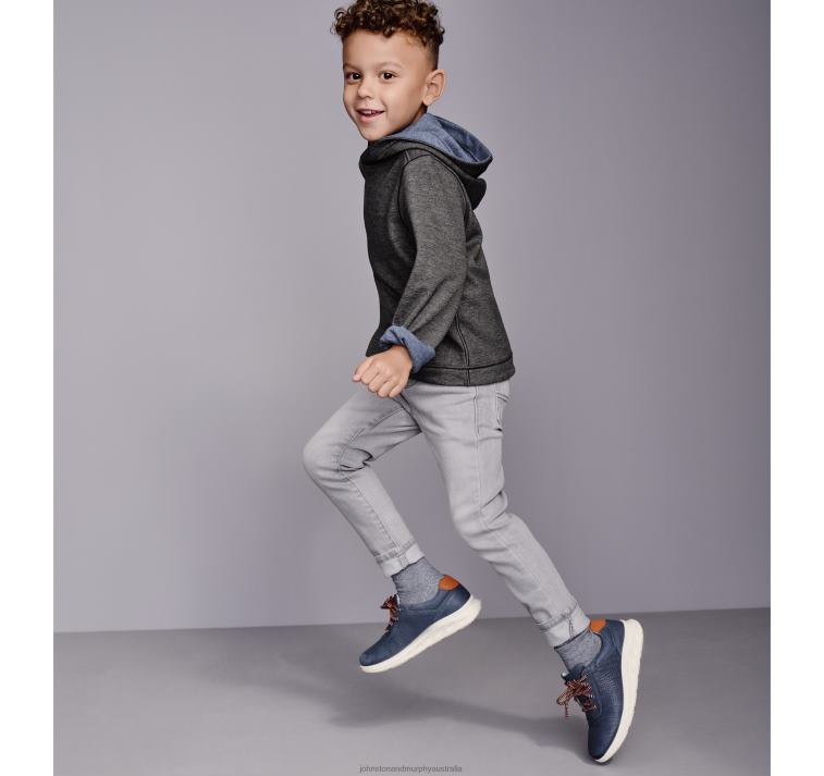 Apparel Charcoal/Blue XB6RX1374 Johnston & Murphy Boy Boys Reversible Solid Hoodie - Image 4
