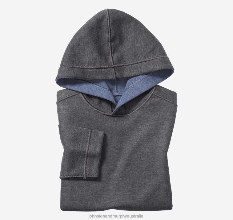 Apparel Charcoal/Blue XB6RX1374 Johnston & Murphy Boy Boys Reversible Solid Hoodie - Image 1