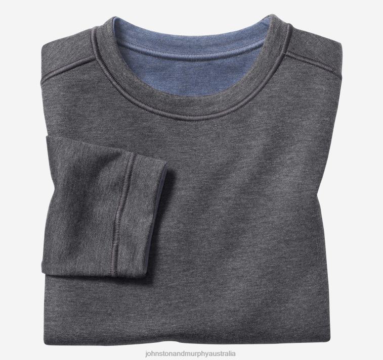 Apparel Charcoal/Blue XB6RX1380 Johnston & Murphy Boy Boys Reversible Solid Crewneck - Image 1
