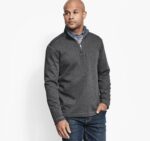 Apparel Charcoal/Blue XB6RX623 Johnston & Murphy Men Reversible Solid Quarter-Zip