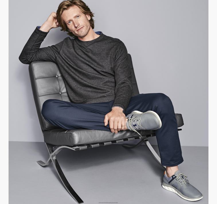 Apparel Charcoal/Blue XB6RX798 Johnston & Murphy Men Reversible Long-Sleeve V-Neck - Image 4