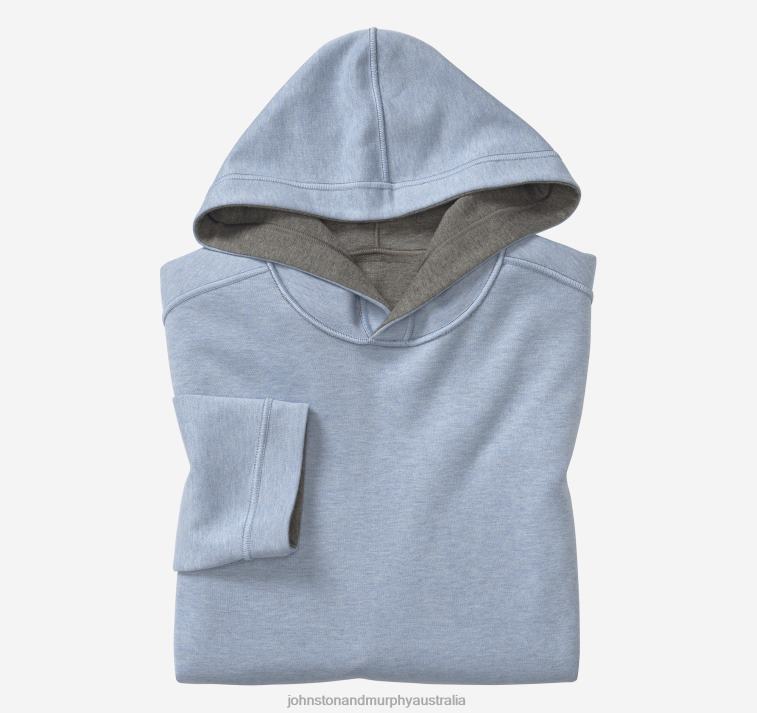Apparel Charcoal/Light Blue XB6RX601 Johnston & Murphy Men Reversible Knit Hoodie - Image 2