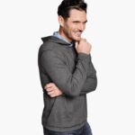 Apparel Charcoal/Light Blue XB6RX601 Johnston & Murphy Men Reversible Knit Hoodie