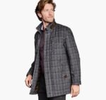 Apparel Charcoal Plaid XB6RX846 Johnston & Murphy Men Plaid Wool-Blend Car Coat
