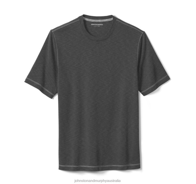 Apparel Charcoal XB6RX599 Johnston & Murphy Men Vintage Slub Crewneck Tee - Image 2