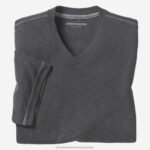 Apparel Charcoal XB6RX651 Johnston & Murphy Men Vintage Slub V-Neck Tee