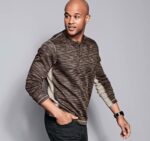 Apparel Charcoal XB6RX730 Johnston & Murphy Men Striated Knit Henley