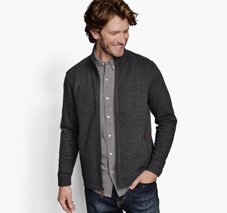 apparel_charcoal_xb6rx859_johnston_murphy_men_brushed_birdseye_full_zip.jpg Apparel Charcoal XB6RX859 Johnston & Murphy Men Brushed Birdseye Full-Zip - Image 1