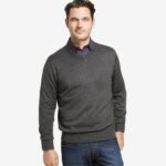 Apparel Charcoal XB6RX861 Johnston & Murphy Unisex V-Neck Sweater