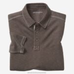 Apparel Chocolate XB6RX854 Johnston & Murphy Men Vintage Slub Long-Sleeve Polo