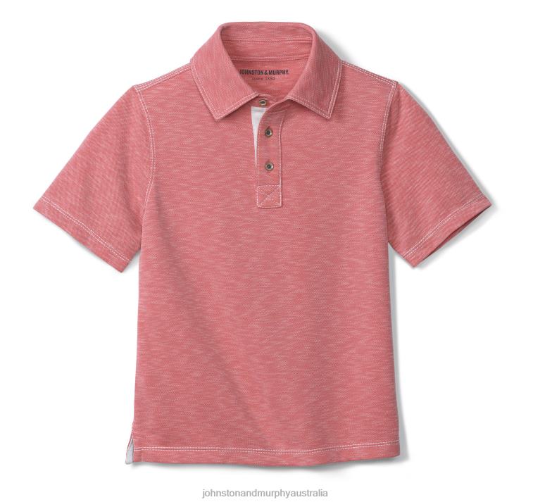 Apparel Coral XB6RX1446 Johnston & Murphy Boy Boys Vintage Slub Polo - Image 2