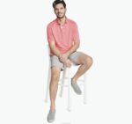 Apparel Coral XB6RX439 Johnston & Murphy Men Vintage Slub Polo - Image 2