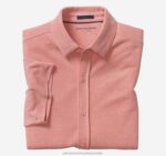 Apparel Coral XB6RX579 Johnston & Murphy Men Vintage Birdseye Button-Front Shirt