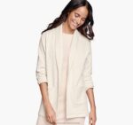 Apparel Cream XB6RX1294 Johnston & Murphy Women Quilted Shawl-Collar Cardigan