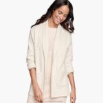 Apparel Cream XB6RX1294 Johnston & Murphy Women Quilted Shawl-Collar Cardigan