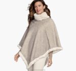Apparel Cream XB6RX1301 Johnston & Murphy Women Reversible Faux-Fur Poncho - Image 2