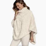 Apparel Cream XB6RX1301 Johnston & Murphy Women Reversible Faux-Fur Poncho