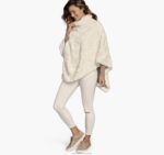 Apparel Cream XB6RX1301 Johnston & Murphy Women Reversible Faux-Fur Poncho - Image 3