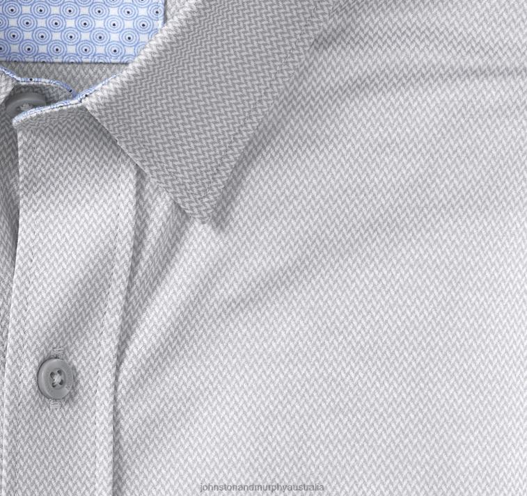 Apparel Gray Chevron XB6RX603 Johnston & Murphy Men XC Flex Stretch Long-Sleeve Shirt - Image 2