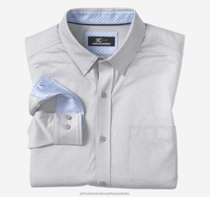 Apparel Gray Chevron XB6RX603 Johnston & Murphy Men XC Flex Stretch Long-Sleeve Shirt