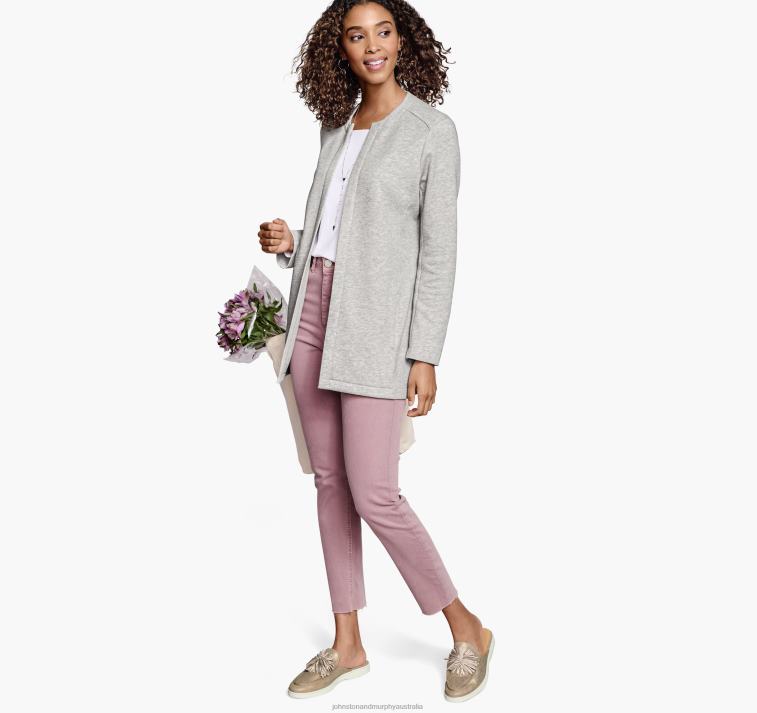 Apparel Gray Heather XB6RX1299 Johnston & Murphy Women Open-Front Knit Cardigan - Image 2