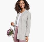 Apparel Gray Heather XB6RX1299 Johnston & Murphy Women Open-Front Knit Cardigan