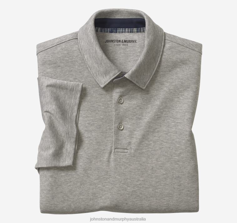 apparel_gray_heather_xb6rx576_johnston_murphy_men_liquid_cotton_polo.jpg Apparel Gray Heather XB6RX576 Johnston & Murphy Men Liquid Cotton Polo - Image 1