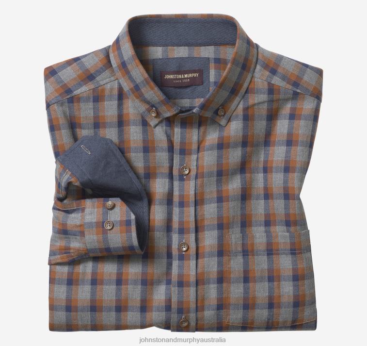 Apparel Gray Quad Check XB6RX734 Johnston & Murphy Men Heathered Woven Shirts - Image 1