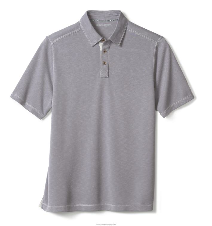 Apparel Gray XB6RX504 Johnston & Murphy Men Vintage Slub Polo - Image 2