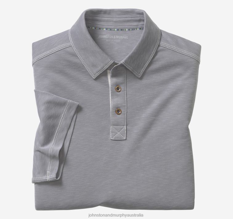 apparel_gray_xb6rx504_johnston_murphy_men_vintage_slub_polo.jpg Apparel Gray XB6RX504 Johnston & Murphy Men Vintage Slub Polo - Image 1