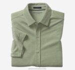 Apparel Green XB6RX611 Johnston & Murphy Men Vintage Birdseye Button-Front Shirt