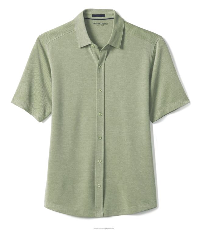 Apparel Green XB6RX611 Johnston & Murphy Men Vintage Birdseye Button-Front Shirt - Image 3