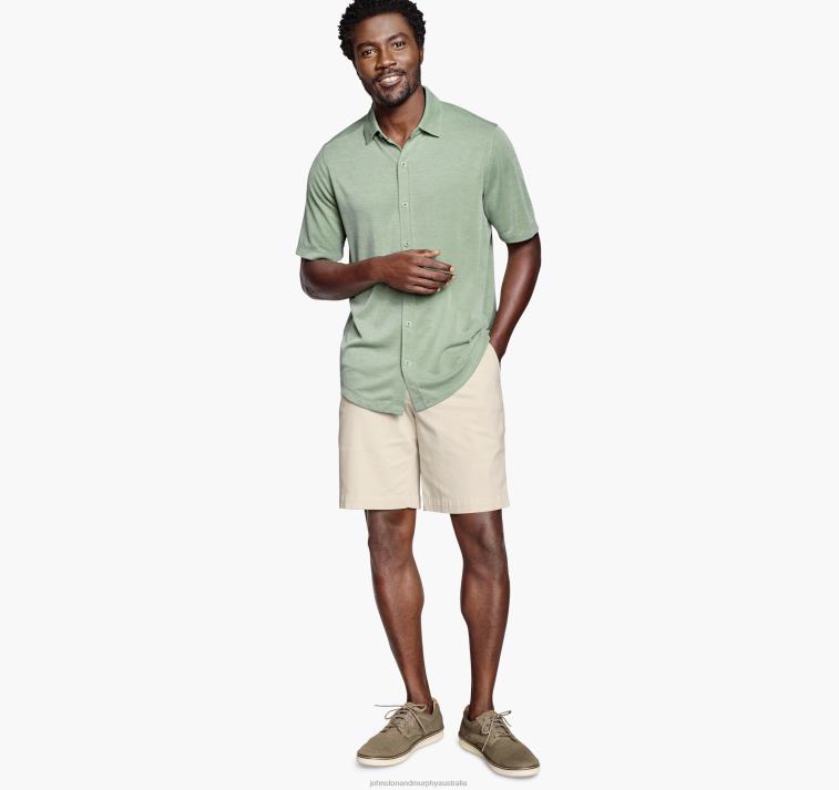 Apparel Green XB6RX611 Johnston & Murphy Men Vintage Birdseye Button-Front Shirt - Image 4