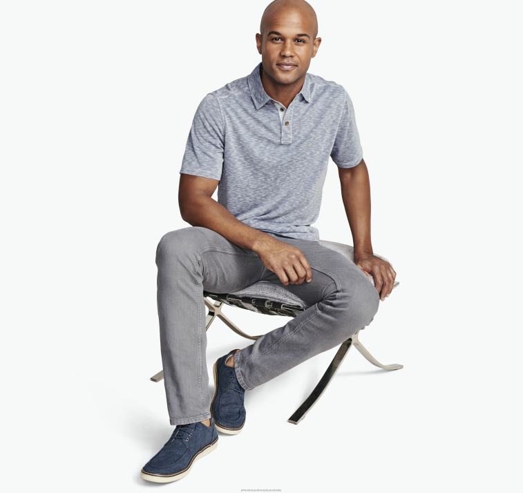 Apparel Indigo XB6RX511 Johnston & Murphy Men Vintage Slub Polo - Image 3