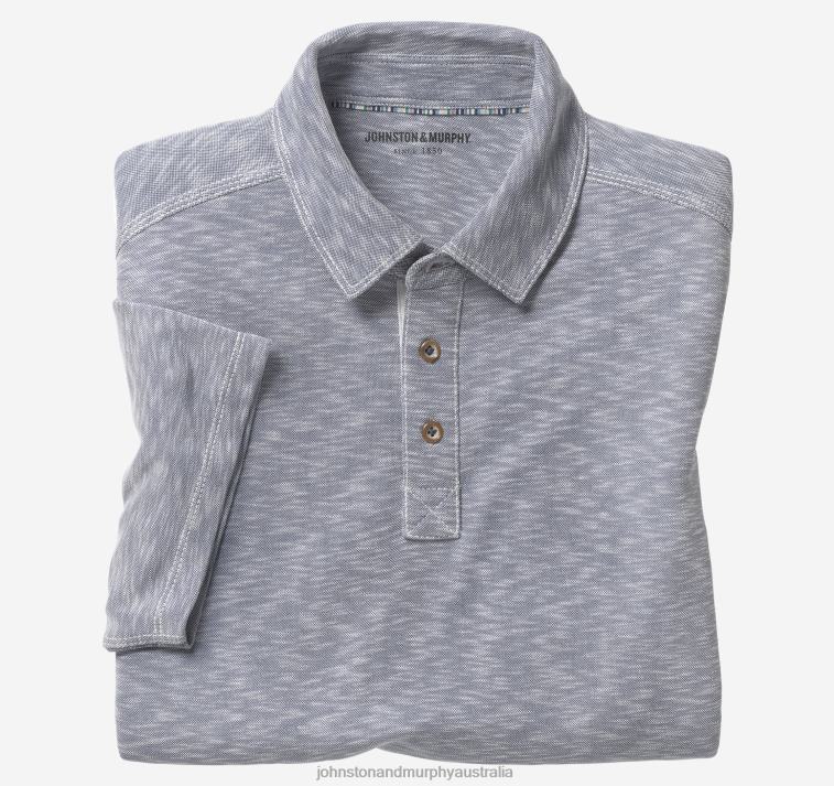 Apparel Indigo XB6RX511 Johnston & Murphy Men Vintage Slub Polo - Image 1