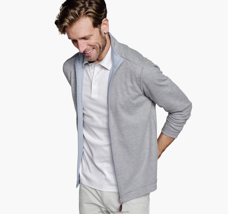 Apparel Light Blue/Gray XB6RX747 Johnston & Murphy Men Reversible Full-Zip - Image 2