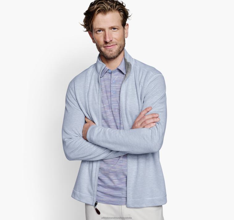 Apparel Light Blue/Gray XB6RX747 Johnston & Murphy Men Reversible Full-Zip - Image 1