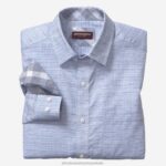 Apparel Light Blue Ombré Box XB6RX584 Johnston & Murphy Men Washed Linen-Blend Shirt