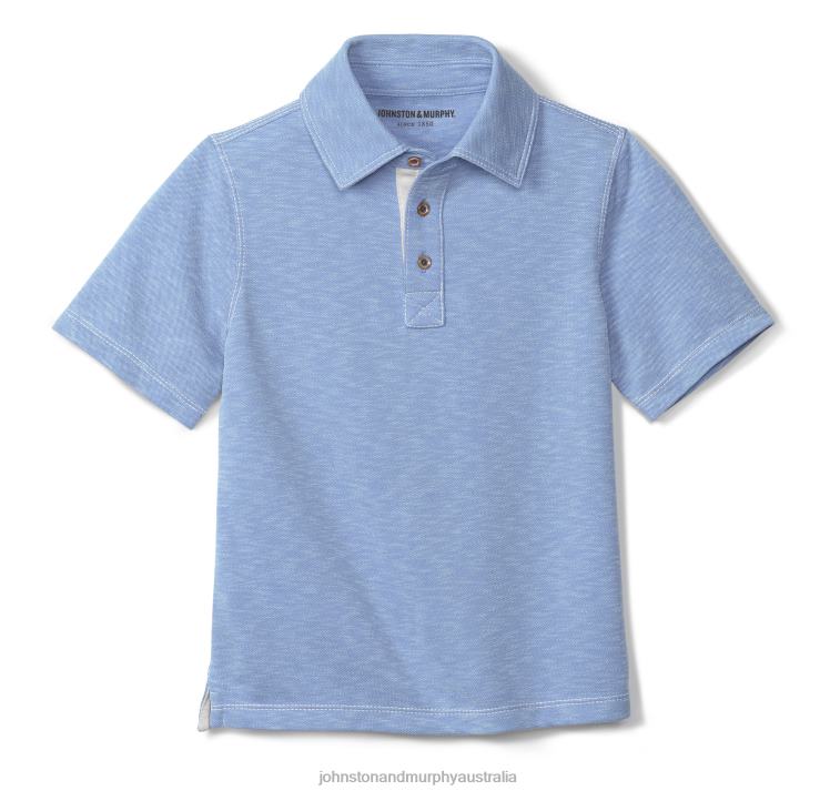Apparel Light Blue XB6RX1445 Johnston & Murphy Boy Boys Vintage Slub Polo - Image 2