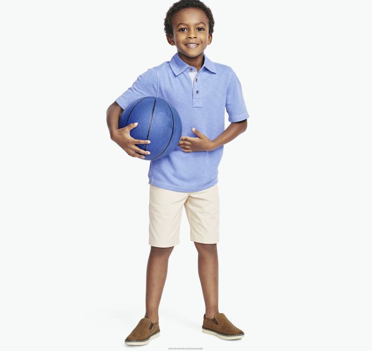 Apparel Light Blue XB6RX1445 Johnston & Murphy Boy Boys Vintage Slub Polo - Image 3