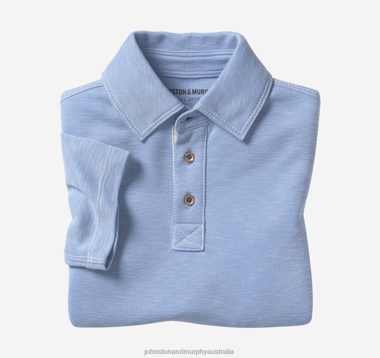 Apparel Light Blue XB6RX1445 Johnston & Murphy Boy Boys Vintage Slub Polo - Image 1