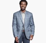 Apparel Light Blue XB6RX605 Johnston & Murphy Men Windowpane Blazer