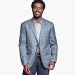 Apparel Light Blue XB6RX605 Johnston & Murphy Men Windowpane Blazer
