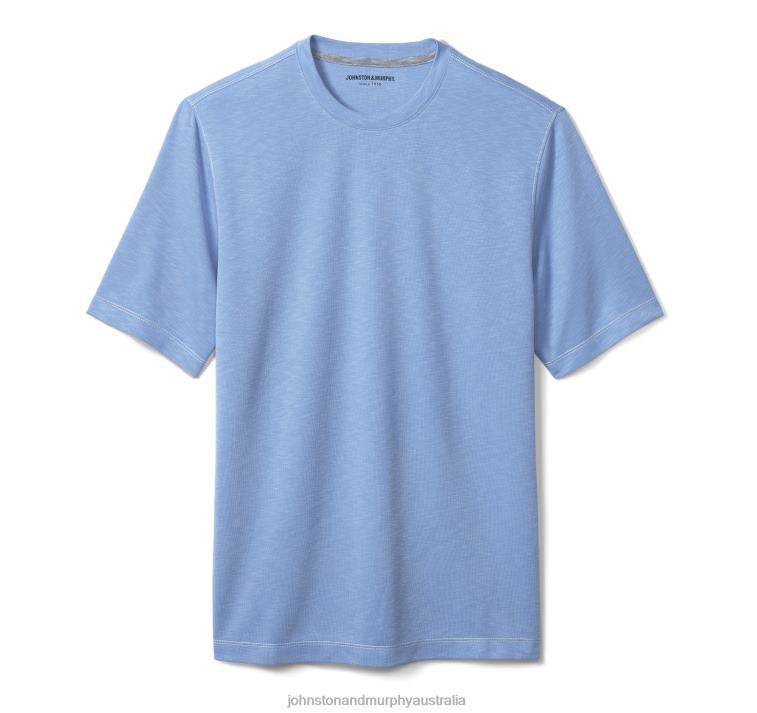 Apparel Light Blue XB6RX646 Johnston & Murphy Men Vintage Slub Crewneck Tee - Image 2