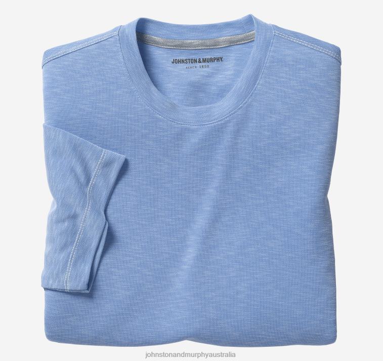 Apparel Light Blue XB6RX646 Johnston & Murphy Men Vintage Slub Crewneck Tee - Image 1