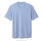 Apparel Light Blue XB6RX652 Johnston & Murphy Men Vintage Slub V-Neck Tee - Image 2