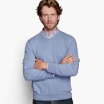 Apparel Light Blue XB6RX862 Johnston & Murphy Unisex V-Neck Sweater