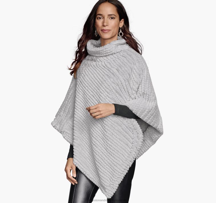 Apparel Light Gray XB6RX1302 Johnston & Murphy Women Reversible Faux-Fur Poncho - Image 1