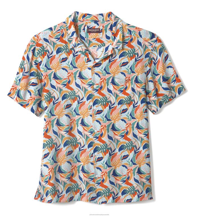 Apparel Multi Floral Paradise XB6RX517 Johnston & Murphy Men Short-Sleeve Camp Shirt - Image 3